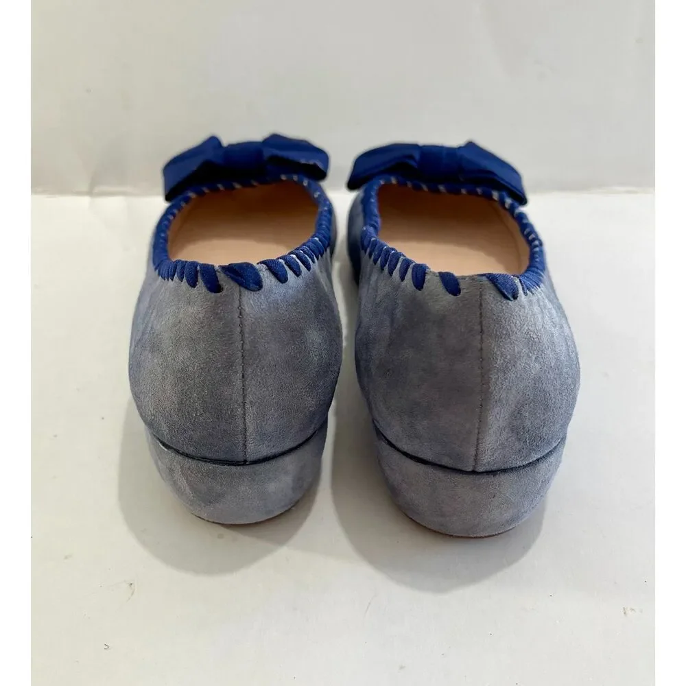 Amalfi by Rangoni ballet flats comfort loafers blue suede bow casual women 9.5